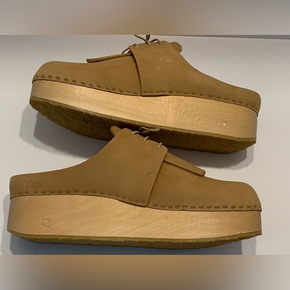 BRYR Zoe Monochrome Platform Wooden Clog with Kilt Size 12 - Picture 6 of 13